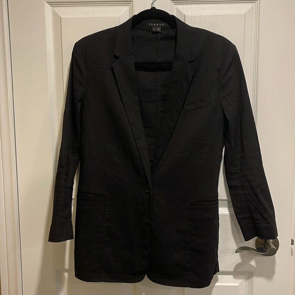 Theory unlined  Linen blend Black Blazer